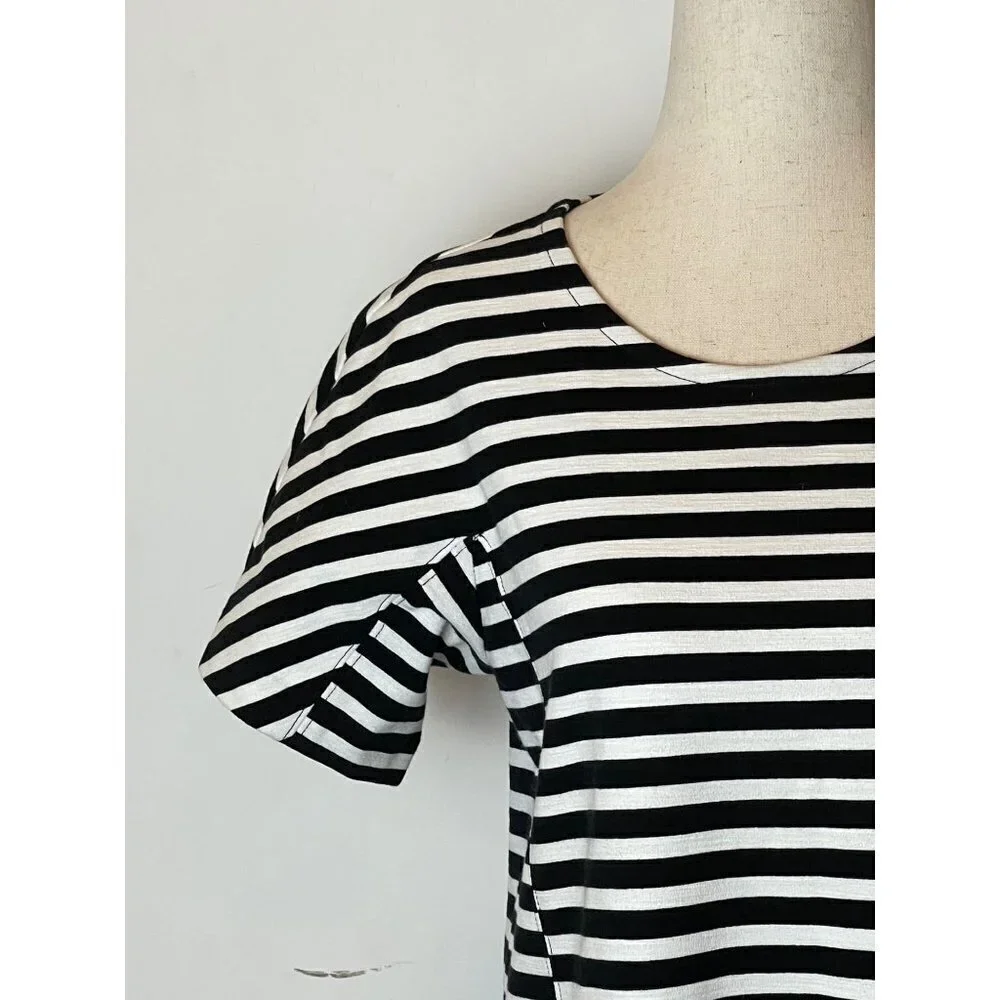 J. Crew‎ Black and White Striped Short Sleeve Crewneck Mini Dress Size XS